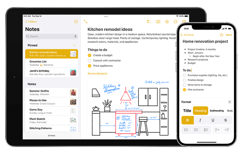 Apple Notes app for iPad and iPhone